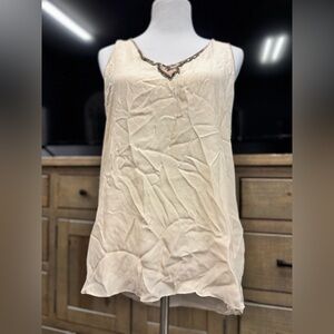 Women’s New Graham &Spencer Silk Tank Top Blouse Beaded Embroidered Sequins SZ L